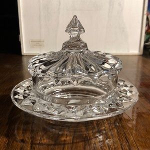 This Antique Shannon Crystal Round Cover Dish Likely Used For Candy or Butter